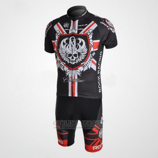 2010 Cycling Jersey Rock Racing Black and Red Short Sleeve and Bib Short
